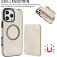 thumbnail image 5 of for iPhone 16 Pro Max/Apple 16 Pro Max Case Zipper Wallet with Card Holder, [Compatible with MagSafe] 2 in 1 Flip Premium Leather with Kickstand for Apple iPhone 16 Pro Max. ZFT-Retro White, 5 of 9