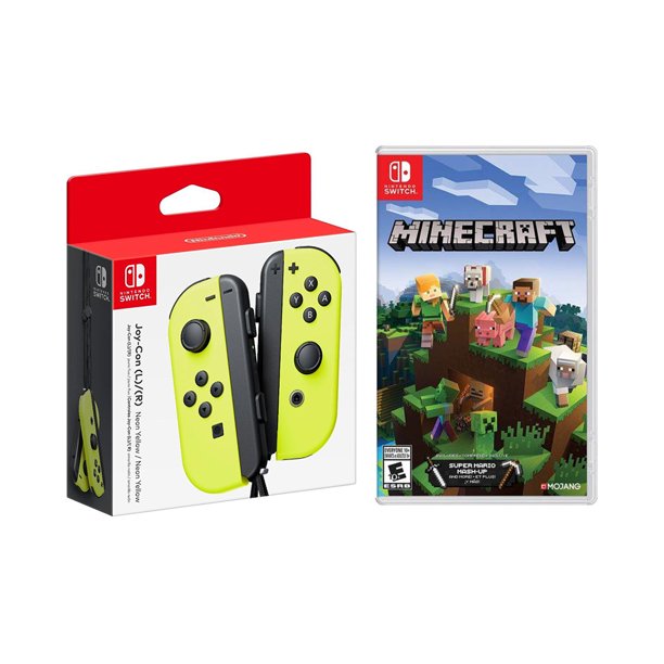Nintendo Switch Joy Con L R Neon Yellow Minecraft Nintendo Switch Game Disc Console Not Included Walmart Com Walmart Com