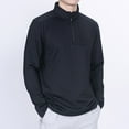 thumbnail image 6 of ZCFZJW Lightweight 1/4 Zip up Pullover Sweatshirts for Men Trendy Solid Color Long Sleeve Mock Neck Athletic Workout Basic Tees Shirt Black M, 6 of 9