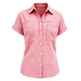 thumbnail image 4 of Iyufng Checkered Blouses for Women Short Sleeve Collared Button-Down Blouses Summer Casual Tops, 4 of 4