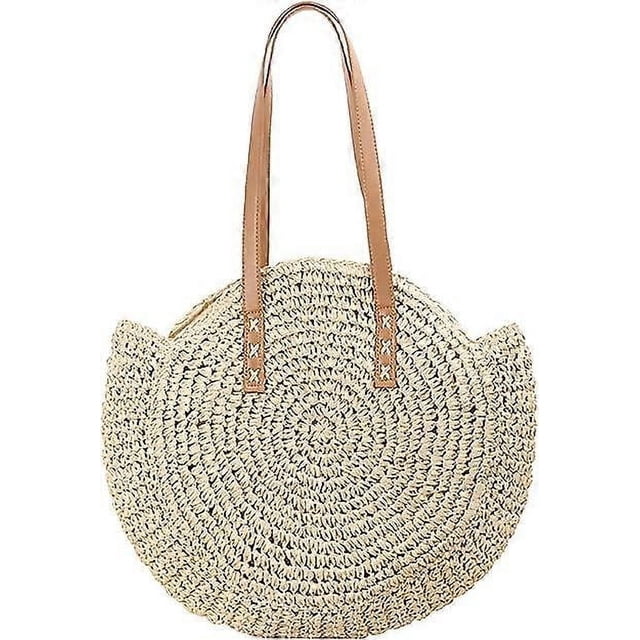Straw Shoulder Bag For Women, Large Straw Bags Weave Handmade Handle Tote Bag Summer Beach Straw Handbags Bohemian Crossbody Bag(large Beige)