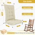 thumbnail image 2 of Millsilo Outdoor Rocking Chair Cushion Set 38" x 17" x 3", Waterproof Patio Chair Cushions with Non-Slip Bottom & 6 Ties, Tufted High Back Seat & Back Cushions, Beige, 2 of 7