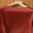 thumbnail image 5 of Yuanlook Linen Shirts for Women,3/4 Sleeve Tops Dressy Casual Blouses Loose Tunics Tops - Red - XL, 5 of 9