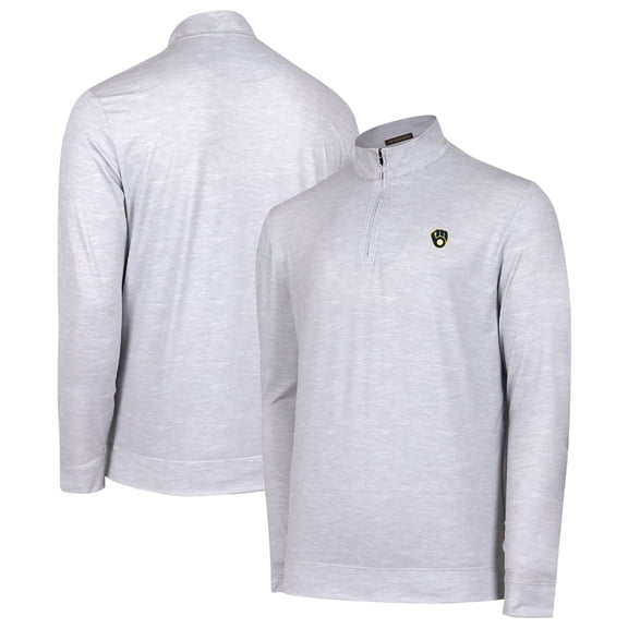 Men's Gray Milwaukee Brewers Sublime Tri-Blend Quarter-Zip Jacket