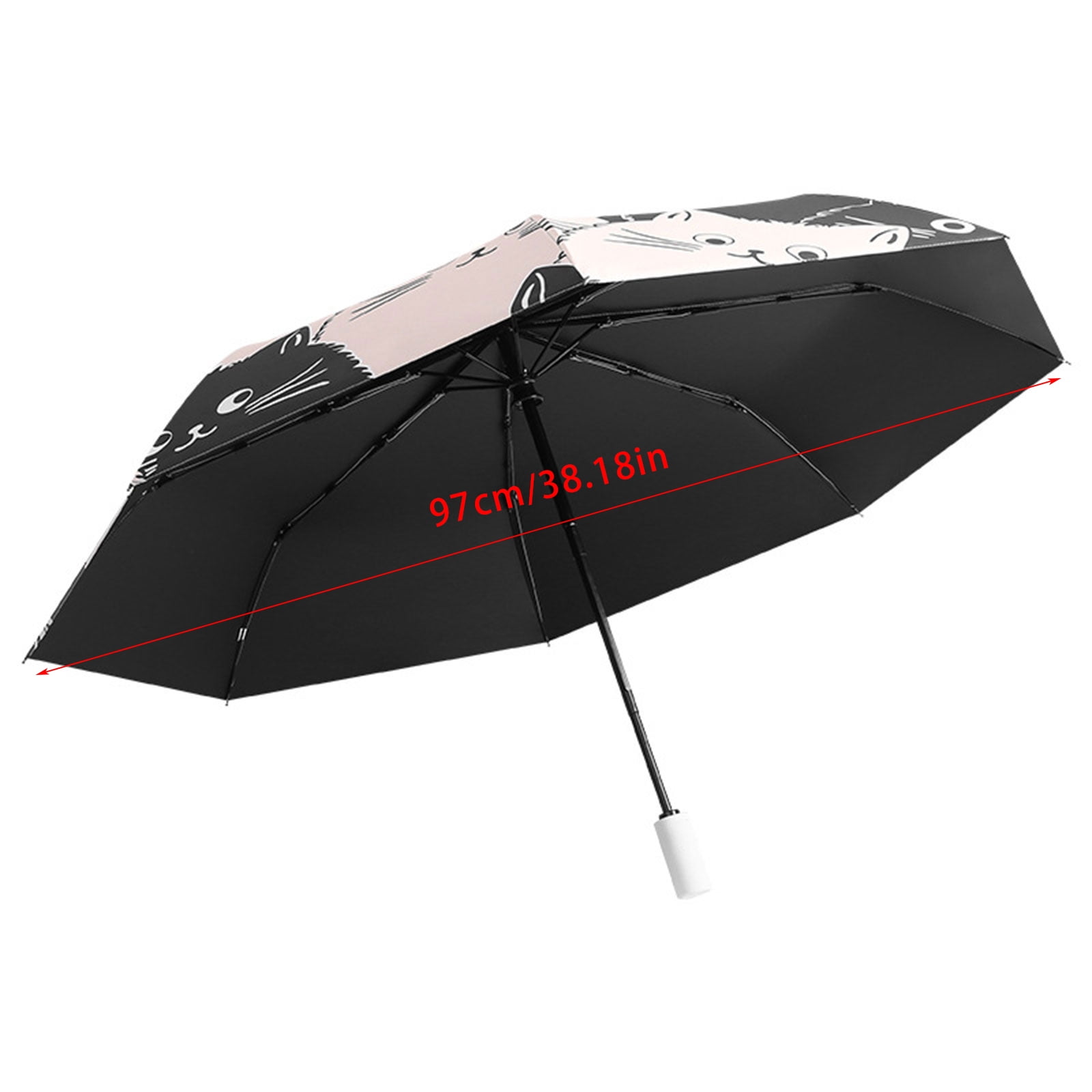 Cartoon Cats Umbrella 3 Folding Parasols Portable 8 Ribs Sunshades Umbrellas for Travel and Outdoor Activities