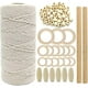 thumbnail image 1 of Kit de macramé para principiantes y adultos: cordón de macramé con cuentas de madera, anillos de macramé y kit para colgar en la pared., 1 of 4