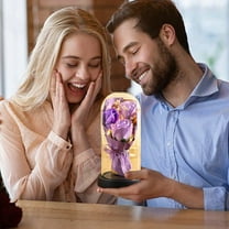 Christmas Rose Gifts for Women, Birthday Gifts for Women Mom, Light up Preserved Flowers Bouquets in Glass Dome, Christmas Rose Gift for Grandma, Valentines Day Mothers Day Wedding Anniversary