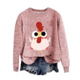 thumbnail image 2 of Pink Oversized Sweatshirts for Women Cute Little Turkey Graphic Long Sleeve Knit Sweater Funny Novelty Thanksgiving Sweatshirt Fall Trendy Outfits, 2 of 4