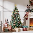 thumbnail image 5 of 7.5ft Pre-Decorated Flocked Christmas Tree, Pine Cones, Hinged PVC Branches, Metal Stand, Snowy Holiday Tree for Home, Office, Party, 5 of 5