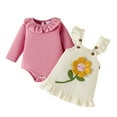 thumbnail image 5 of XIYON Girl Clothes Baby Girl Corduroy Pinafore Dress Long Sleeve Bodysuit Bandana Three Piece Outfit For Infant Toddler Photoshoot 6-9 Months, 5 of 9