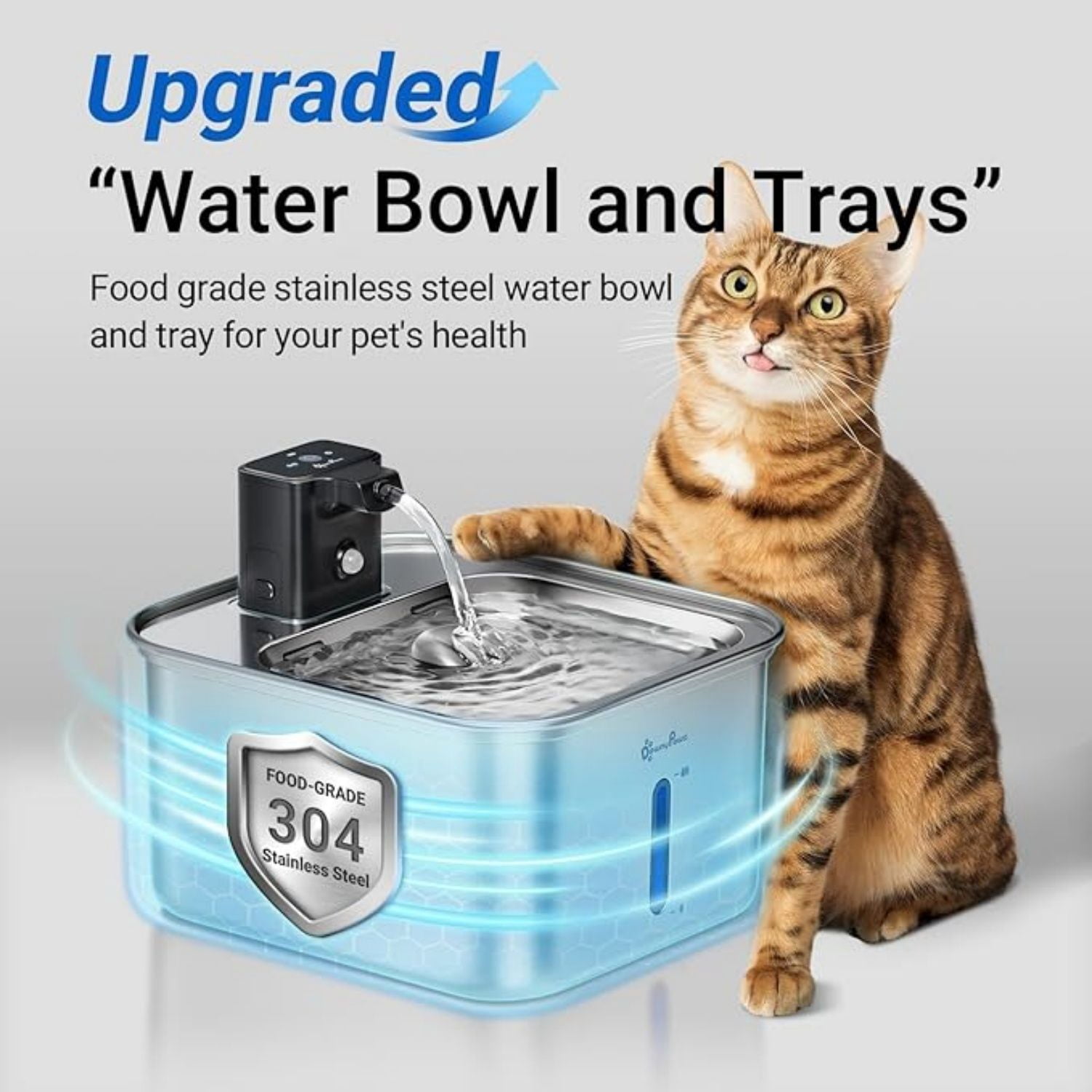 Cat Water Fountain Stainless Steel Wireless, 101 oz/3L FurSink Cordless Water Fountain for Cats, Battery Operated Cat Fountains for Drinking with Motion Sensor, Easy Clean, Metal