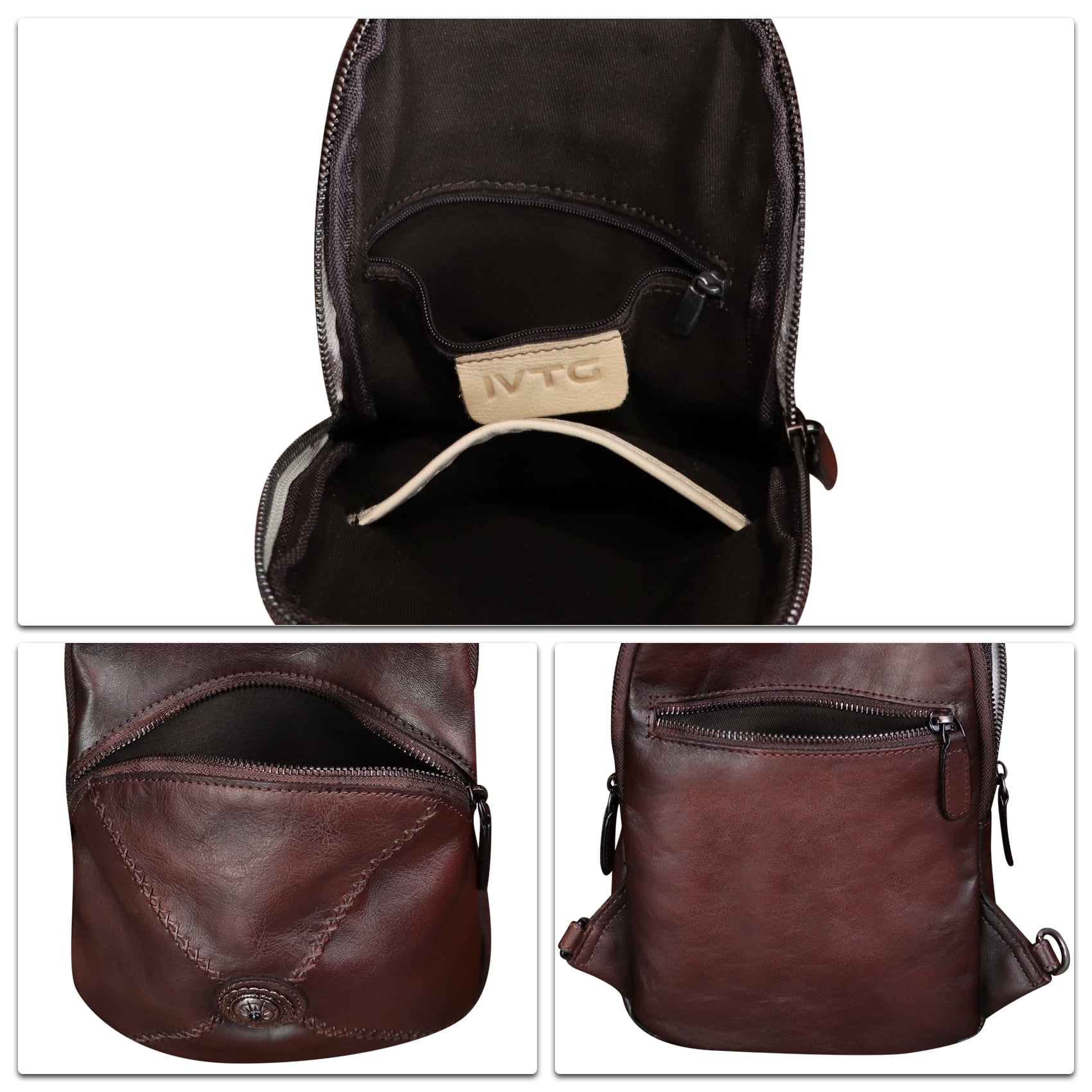 Genuine Leather Small Sling Bag for Women Men Sling Backpack Purse Crossbody Bag