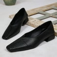 thumbnail image 5 of Black Women'S Loafers Woven Synthetic Leather Square Toe With Soft Sole And Low Heel Slip On Design Casual Comfortable Flats For Everyday Wear Size 42, 5 of 9
