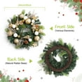 thumbnail image 3 of 24-Inch Pre-Lit Golden Christmas Wreath with 20 LED Lights & 8 Modes, Rattan Base, Pine Cones, Balls & Stars – Battery Operated Holiday Wreath for Door, Window, or Mantel, 3 of 9