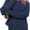 Navy, variant on Czanzd Women's Cable Knit Asymmetrical Hem Sweater Crewneck Pullover Top-Apricot,L