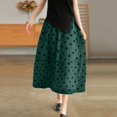 thumbnail image 2 of The New Summer Flocking Polka Dot Literary Flowing Stitching Large Hem Elasticated Waist Skirt Women Denim Skirts plus Size, 2 of 4