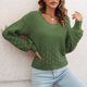 thumbnail image 4 of Suéteres para mujer Suéteres de otoño Tridimensional Pluma Cuello en V Sólido Punto Casual Moda Linterna Manga larga Tops Blusa Odeerbi  ODB-5, 4 of 6