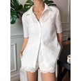 thumbnail image 5 of Women Shorts Set 2 Piece Outfits Short Sleeve Button Down Top and Shorts Set White S, 5 of 9