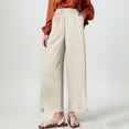 thumbnail image 4 of Arnsht Women's 100% Linen Wide Leg Pants Summer Solid Color Casual Loose High Waisted Flowy Palazzo Trousers with Pockets Yellow XL, 4 of 7