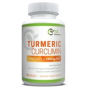 TX Vitamins Turmeric Curcumin with BioPerine Black Pepper Supplement, 1300mg Plus, 60ct