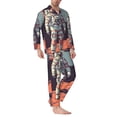 thumbnail image 2 of Salouo Astronaut With American Flag Print Button-Front Long Sleeve Pajama Set for Men, Soft 2Pjs Men's Long Sleeve Sleepwear-XX-Large, 2 of 7