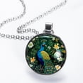 thumbnail image 2 of Peacock Glass Circular Pendant Necklace Jewelry, 2 of 5