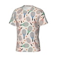 thumbnail image 3 of Yiaed Cute Tennis Racket Print Mens Short Sleeve Tight Fit T-Shirt, Crewneck Casual Tee-3X-Large, 3 of 5