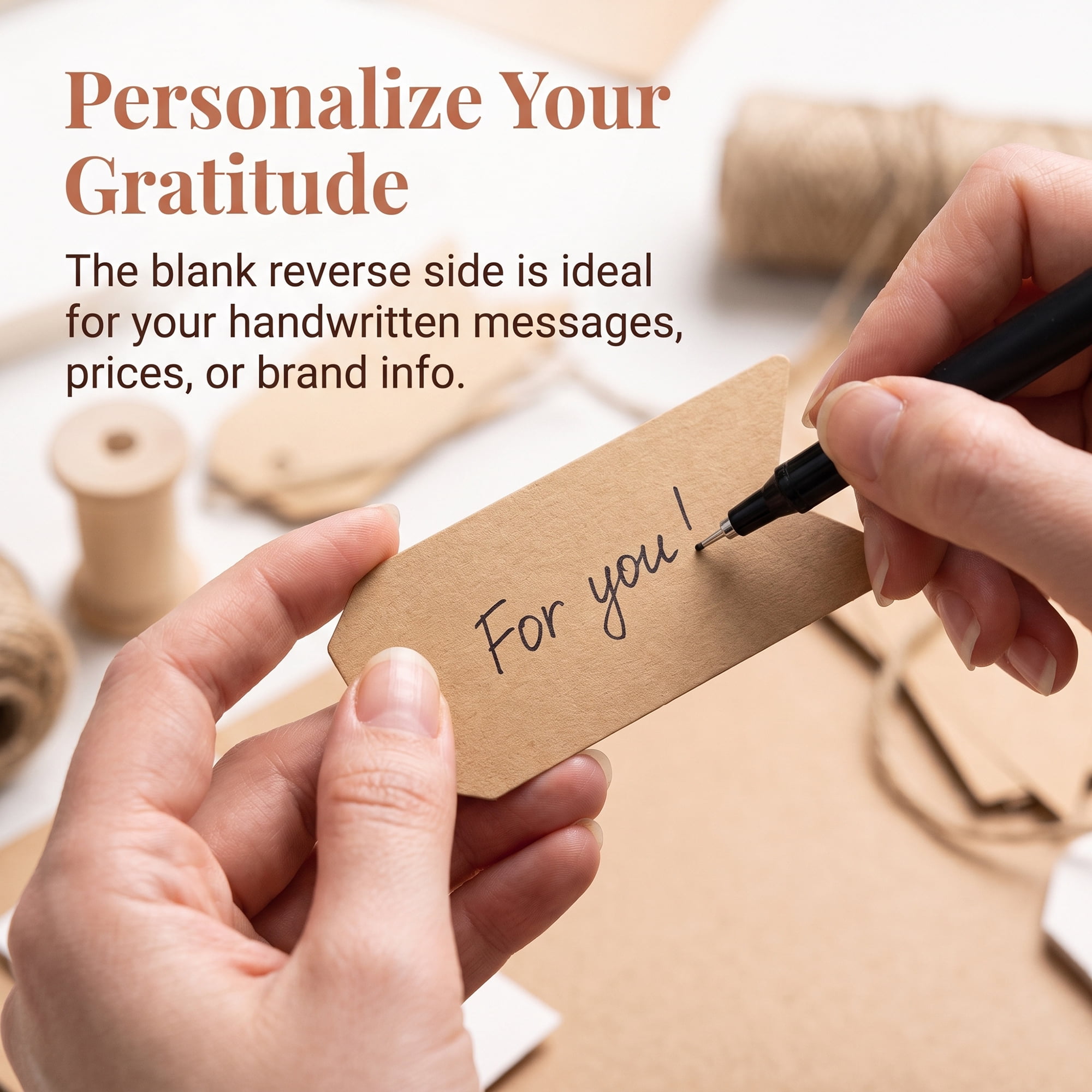 Unique Bargains Gift Tags with Natural Twine for All Occasions 0.8" x 2.8" Brown Thank You
