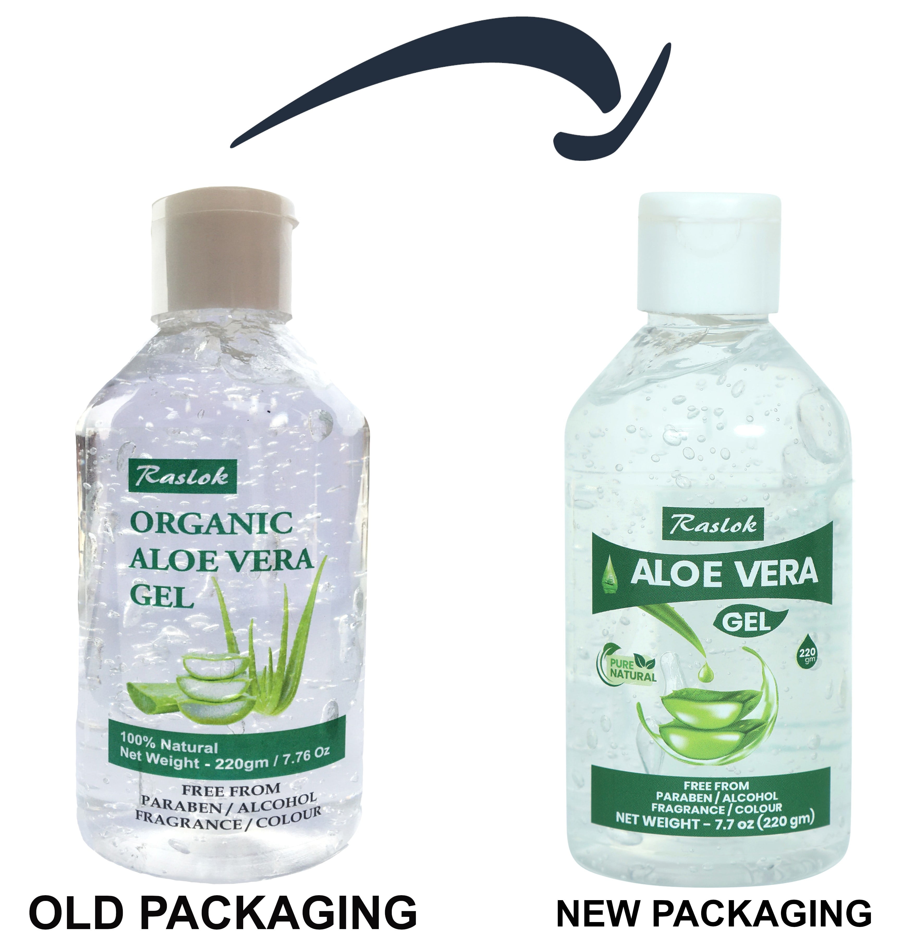Raslok Aloe Vera Gel | 100% Pure Natural Aloe Gel For Moisturizing Face Skin & Hair Care,Durable Moisturizing Hydrating Soothing, Non-Sticky (7.7 OZ)