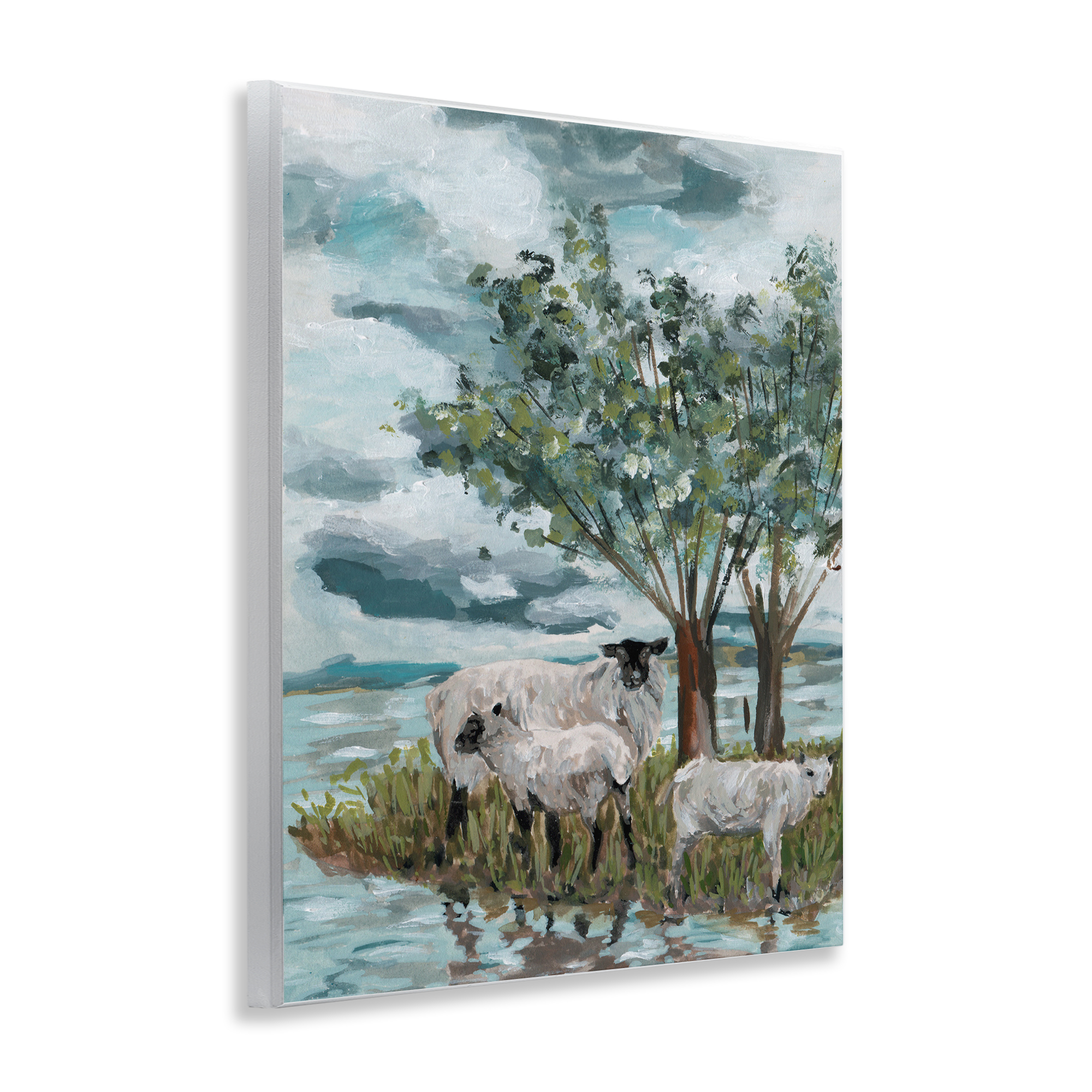 Stupell Industries Traditional Sheep Scene Landscape Painting Unframed Art Print Wall Art, 11 x 14