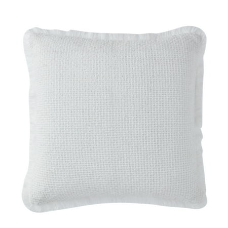 My Texas House Sabine Woven Fringe Square Decorative Pillow Cover, 20" x 20", Bright White