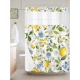 thumbnail image 6 of No Hook Shower Curtain with Snap in Liner, Watercolor Lemon Flower Leaves Waterproof Bath Curtain Double Layers with See Through Top Window, Spring Fruit Floral on White Hotel Shower Curtains 60x72in, 6 of 9