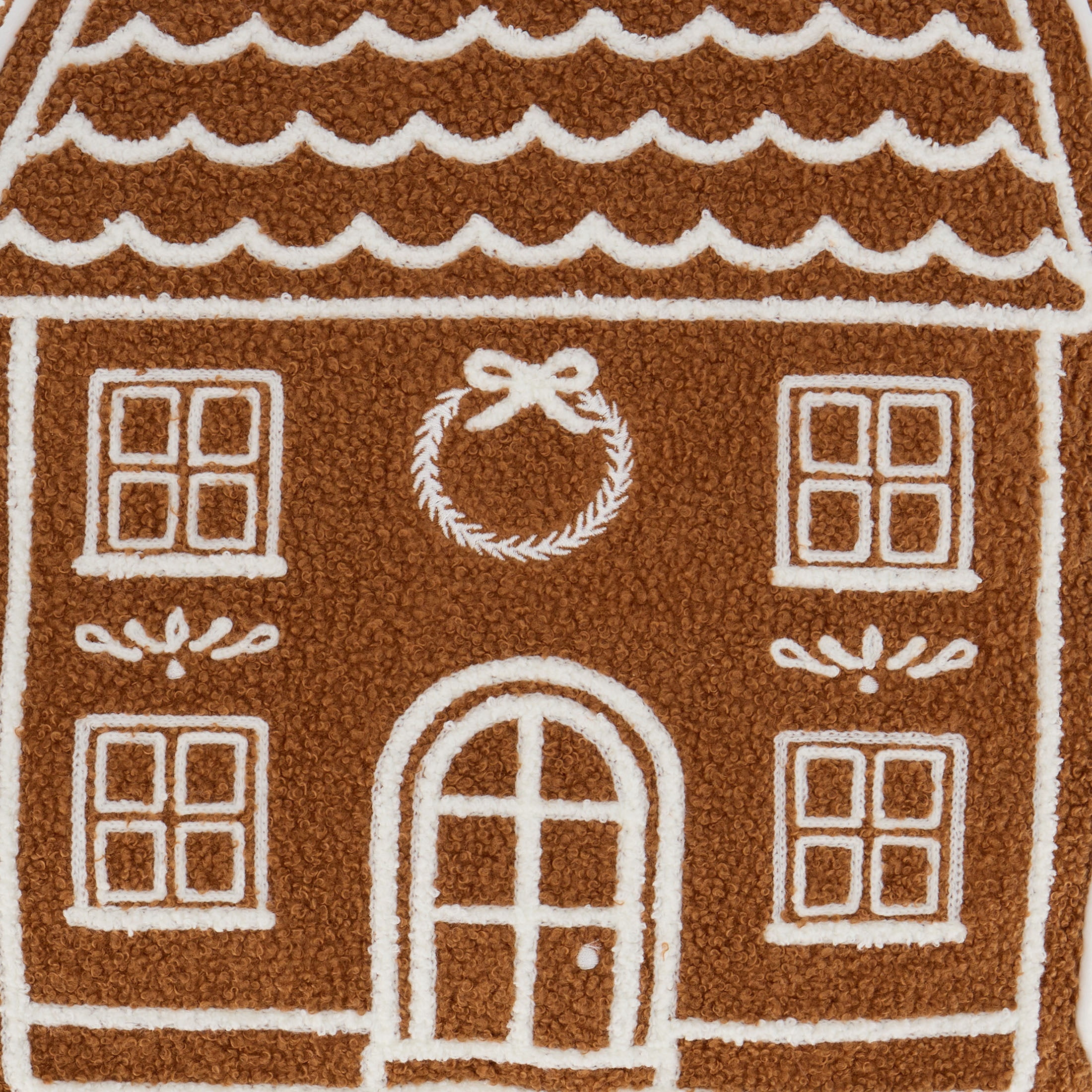 My Texas House Gingerbread House Decorative Christmas Pillow, Brown and White, 15" x 14"
