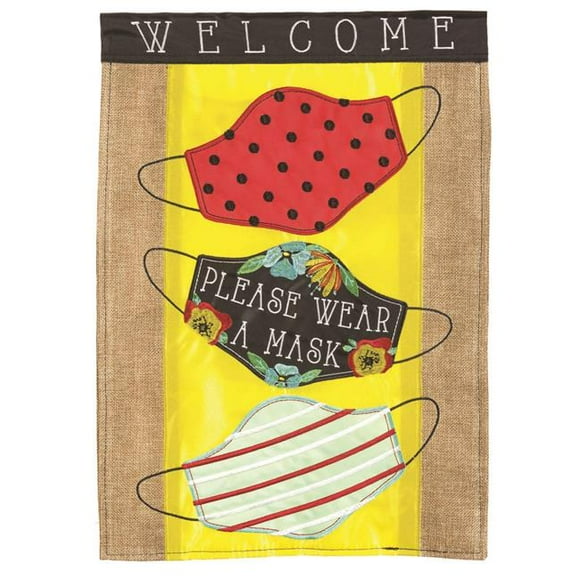 Magnolia Gardens M011456 13 x 18 in. Please Wear A Mask Double Applique Garden Flag