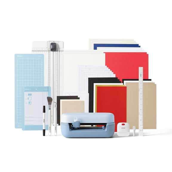Open Box Cricut Joy 2 Cutting Machine Essential Bundle, Ultra-Compact, Portable, Full-Color Sticker Capability, Blue