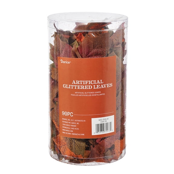 Fall Maple Leaves with Copper Glitter, 90 piece canister