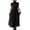 #0218-Black, variant on Women Plus Size Cotton Linen Vintage Pleated Split Apron Pinafore Dress with Two Pockets