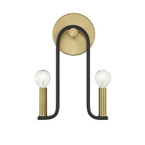 Matte Blackith Warm Brass Two Light Wall Sconce from the Archway Collection