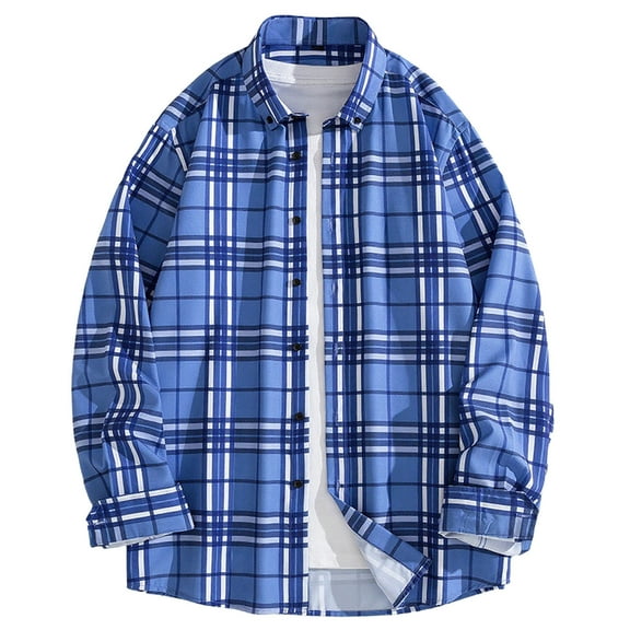 Xzbqbs Mens Button Down Shirts Regular Fit Long Sleeve Casual Plaid Flannel Shirt Fashion Lightweight Loose Shirts Big and Tall