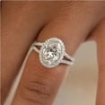 thumbnail image 3 of SOLITAIRE JEWELS 1.50Ct Oval Moissanite Halo Split Shank Engagement Ring Solid 14K White Gold, 3 of 5