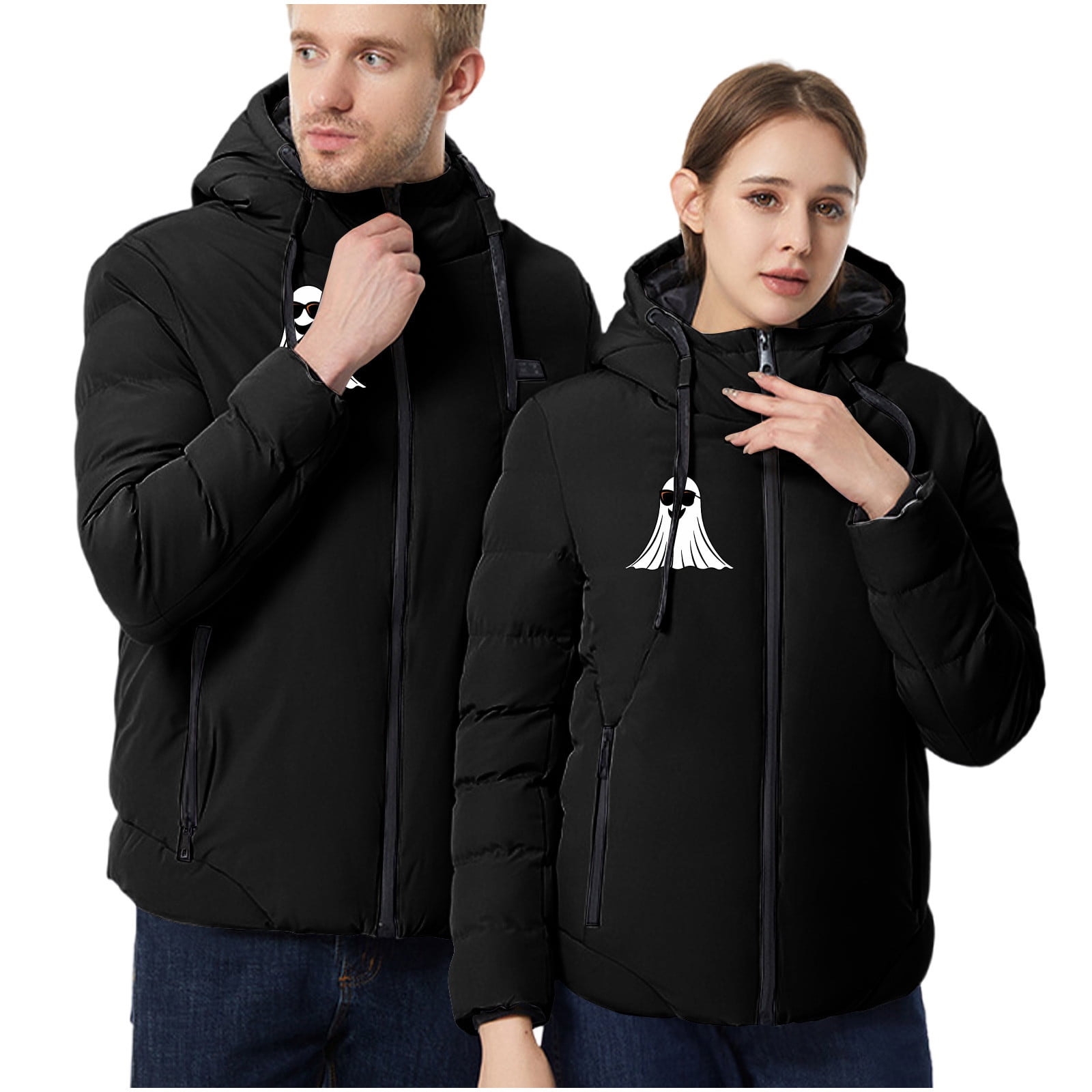 Manteau Chauffante Homme Veste Chauffante électrique à Capuche Avec 4 Niveaux De Chauffage,Interface USB,Hommes Femmes Hiver Veste Chauffant USB