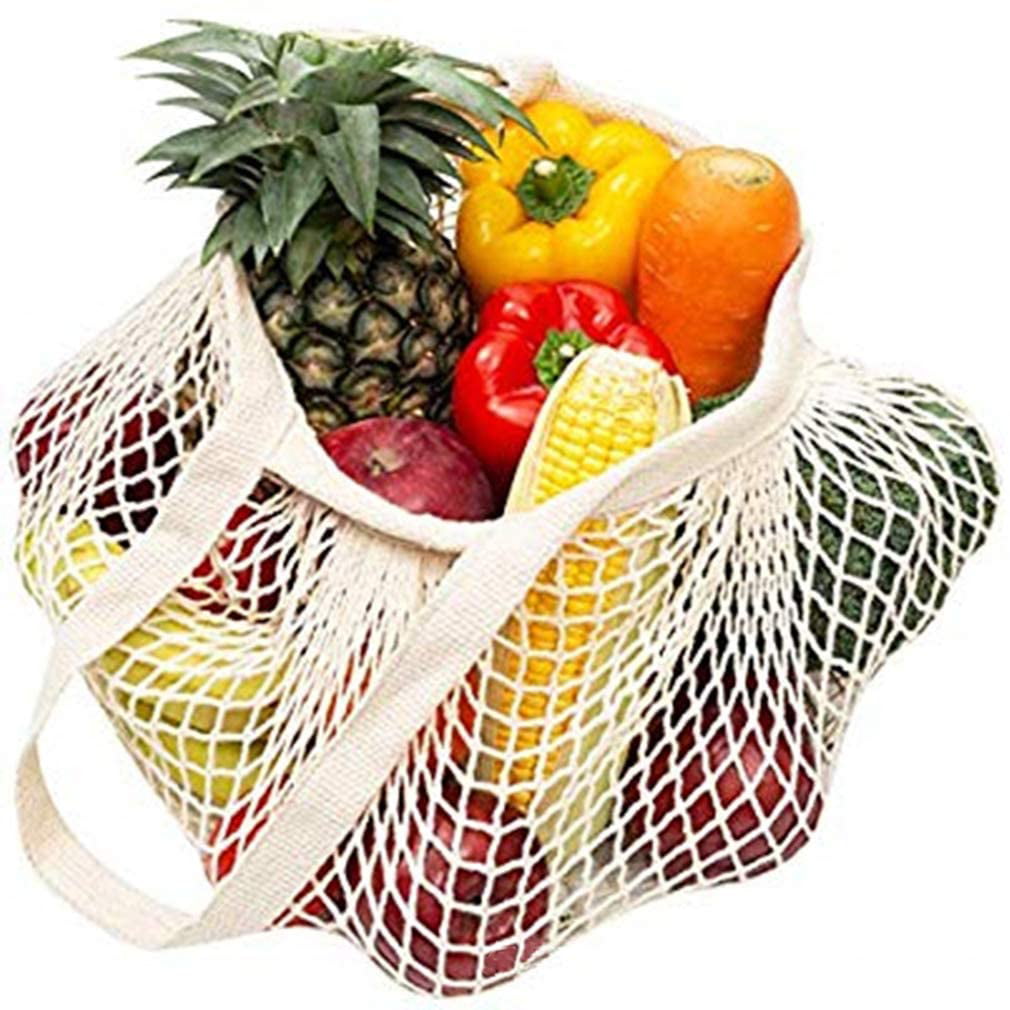 1PC Cotton Mesh Produce Bags Reusable Grocery Fruit Storage Shopping String Bag 