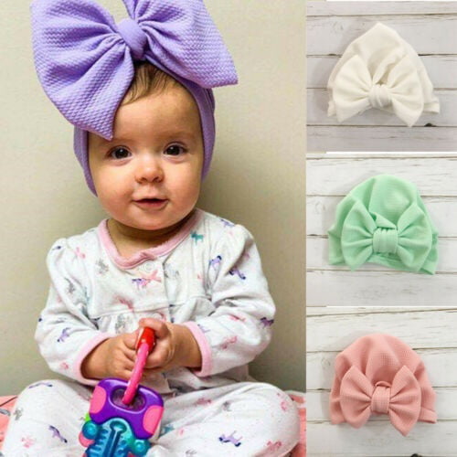 Girls Baby Toddler Turban Solid Headband Hair Band Bow Accessories Headwear 