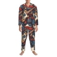 thumbnail image 3 of Balery Samurai Frog Guitar Pijama para Hombre de Dos Piezas con Manga Larga, Conjunto de Dormir y Descanso Suave con Bolsillos-Medium, 3 of 7