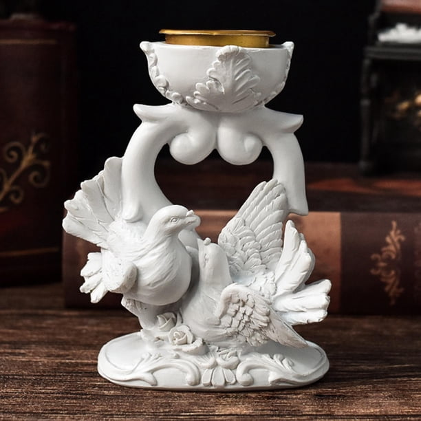 Paloma estatua candelabro candelabro portavelas portavelas candelabro candelabro decorativo para boda, dormitorio, sala de estar , 10cmx7cmx13cm BLESIY Porta vela