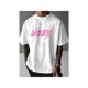 thumbnail image 1 of Men's Bold Letter Graffiti T-Shirt Vibrant & White Cotton Breathable Round Neck Casual All-Season Fashion Tee Machine Washable, 1 of 6