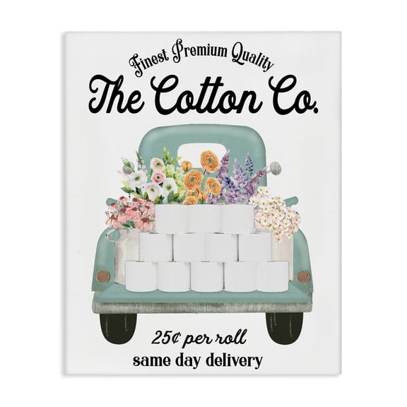 Toilet Paper Delivery Truck Canvas Wall Art, design by Lettered and Lined