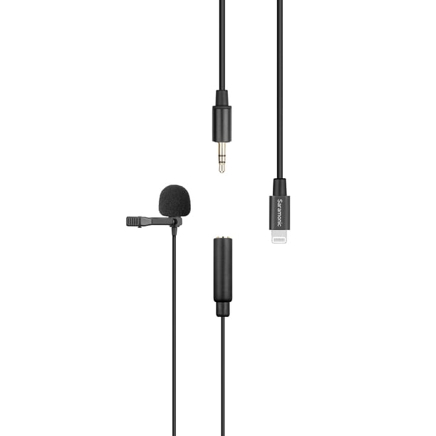 Micrófono Lavalier Saramonic con Lightning para Apple iPhone o iPad con cable incorporado de 2 m (LavMicro U1A), negro