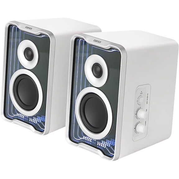 Edifier QR30 RGB Light Desktop Computer Gaming Speakers, 30W RMS, White