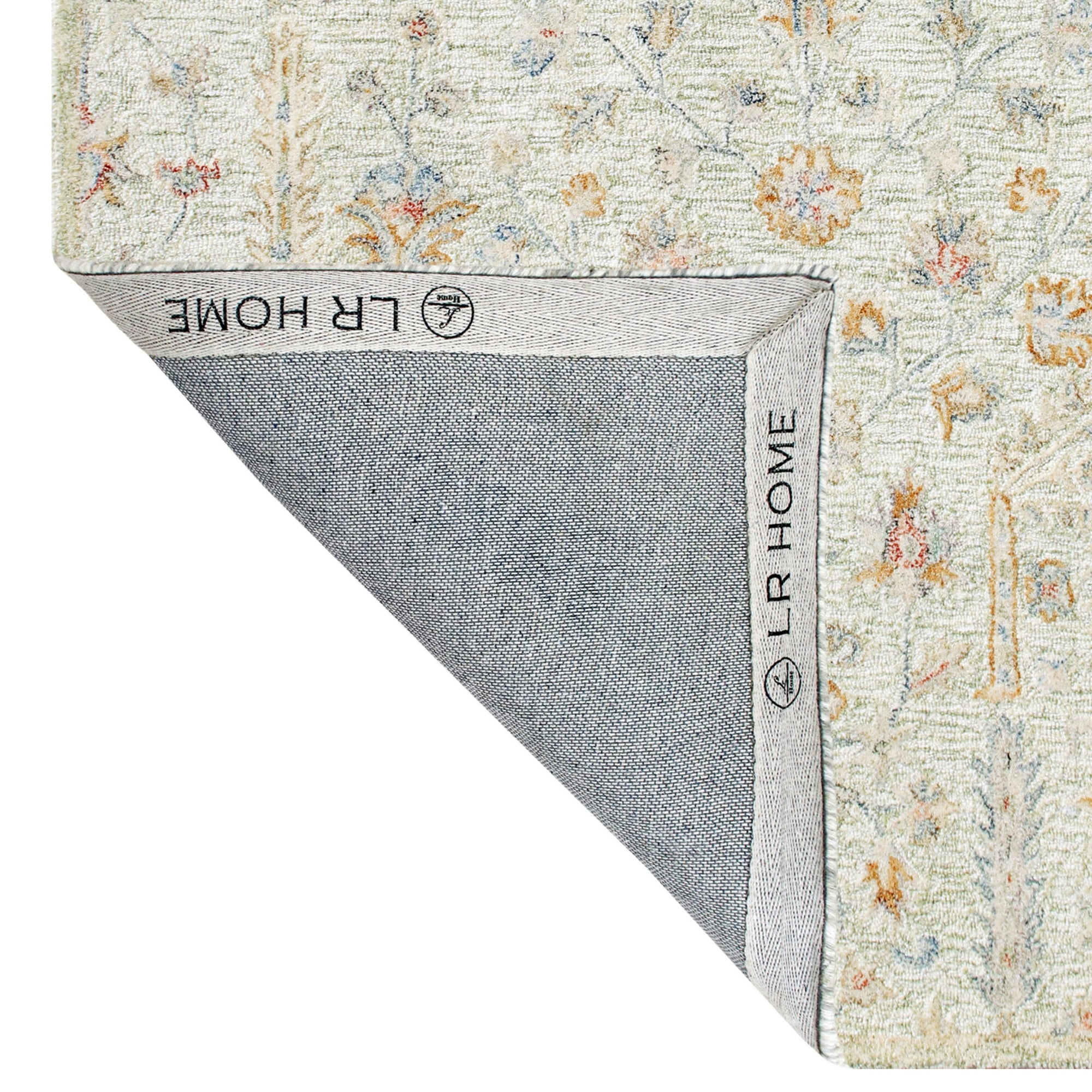Laddha Home Designs 2' x 3' Hand Tufted Abstract Floral Area Throw Rug - Green and Cream